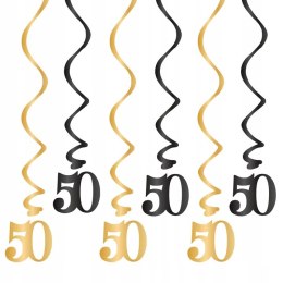 Dekoracja świderki sali urodziny 50 czarno-złoty