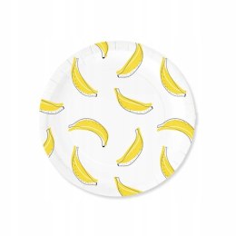 Talerzyki papierowe banany białe urodziny 18cm6szt