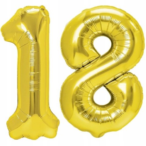 Balon CYFRA 18 złota osiemnastka URODZINY 100cm