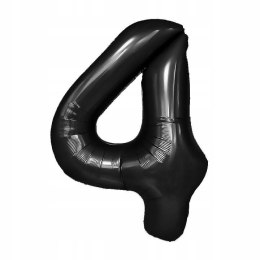 Balon CYFRA 4 czarna metaliczna URODZINY 100cm