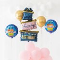 Balony Happy Birthday zestaw korona tort