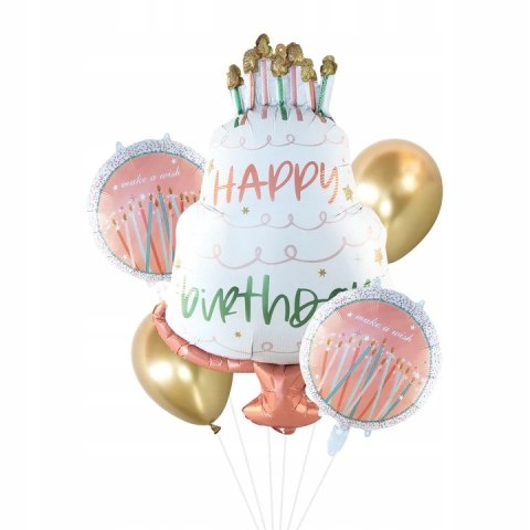 Balony Tort Happy Birthday zestaw