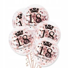 Balony gumowe 18 urodziny konfetti wstążka 3szt