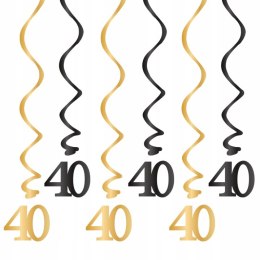 Dekoracja świderki sali urodziny 40 czarno-złoty
