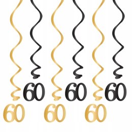 Dekoracja świderki sali urodziny 60 czarno-złoty