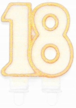Świeczka urodzinowa złota 18 na tort tortowa cyfra