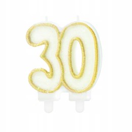 Świeczka urodzinowa złota 30 na tort tortowa cyfra