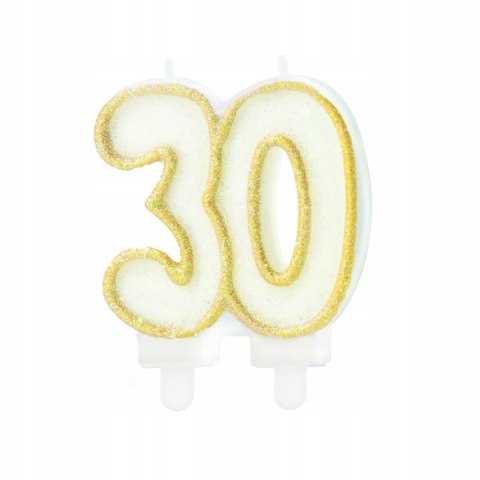 Świeczka urodzinowa złota 30 na tort tortowa cyfra