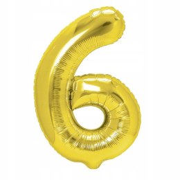 Balon CYFRA 6 złota metaliczna URODZINY 100cm