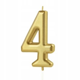 Świeczka na tort urodzinowa cyfra 4 złota 10 cm