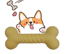 Kość dla psa zabawka gumowa aport żółty13 cm
