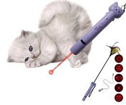Laser dla kota z wędką i latarką LED zabawka 4w1