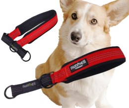 OBROŻA półzaciskowa czerwona odblaskowa miękka dla psa 34-42 cm