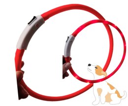 Obroża dla psa LED świecąca regulowana USB 20-72 cm czerwona