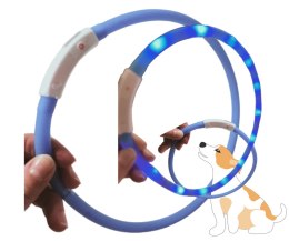 Obroża dla psa LED świecąca regulowana USB 20-72 cm niebieska