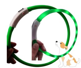 Obroża dla psa LED świecąca regulowana USB 20-72 cm zielona