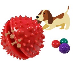 Piłka dla psa na smakołyk z kolcami czerwona 8cm