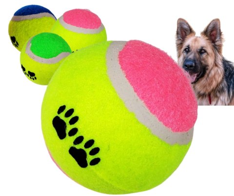 Piłka tenisowa dla psa zabawka piszcząca twarda 6 cm róż