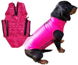 Ubranko kurtka kamizelka dla psa pikowana różowa S