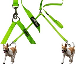 Smycz dla dwóch psów PODWÓJNA zielona 164 cm